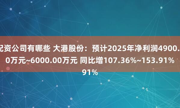配资公司有哪些 大港股份：预计2025年净利润4900.00万元~6000.00万元 同比增107.36%~153.91%